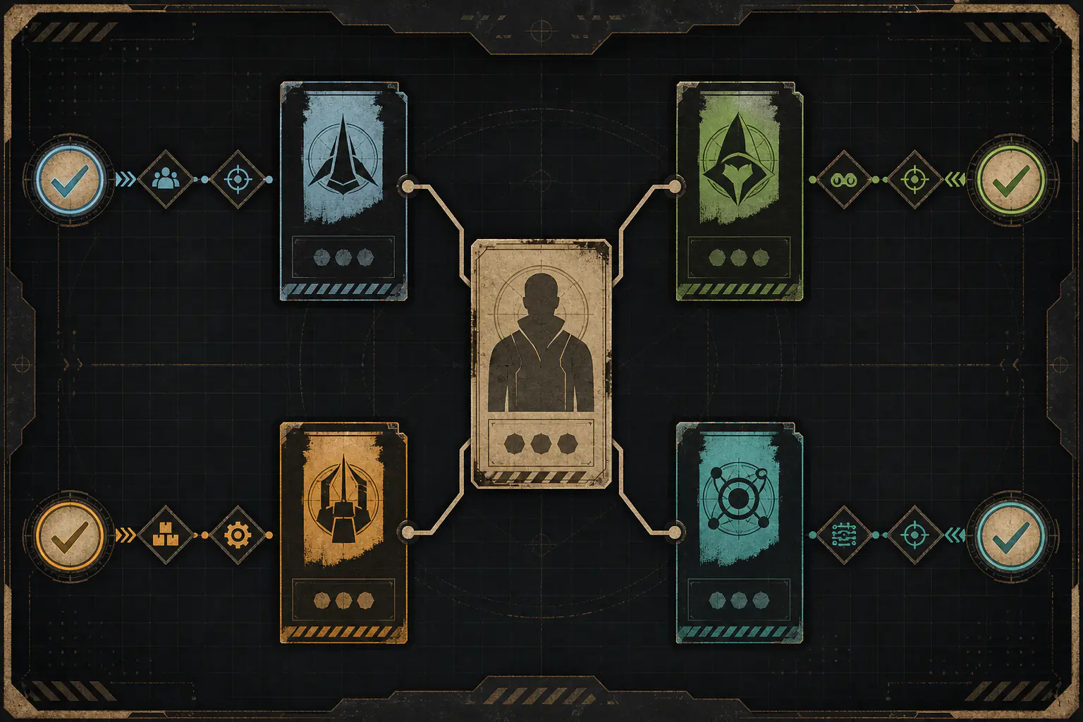 VV Ultimatum builds faction planning framework Four-branch faction planning framework connecting one player state to an immediate job and an in-game verification checkpoint